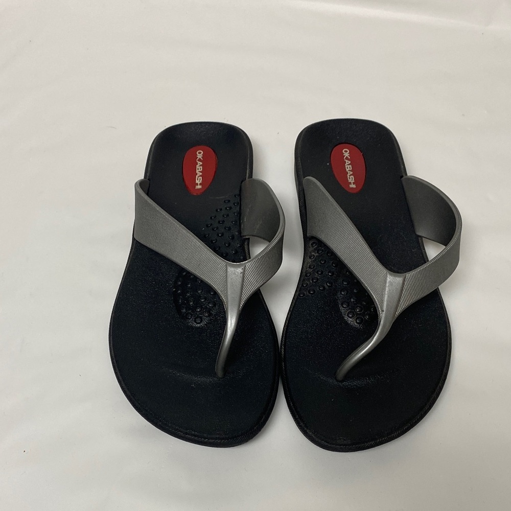 Okabashi Women’s slip on Thong Flip Flops Grey Size Small (5/6)